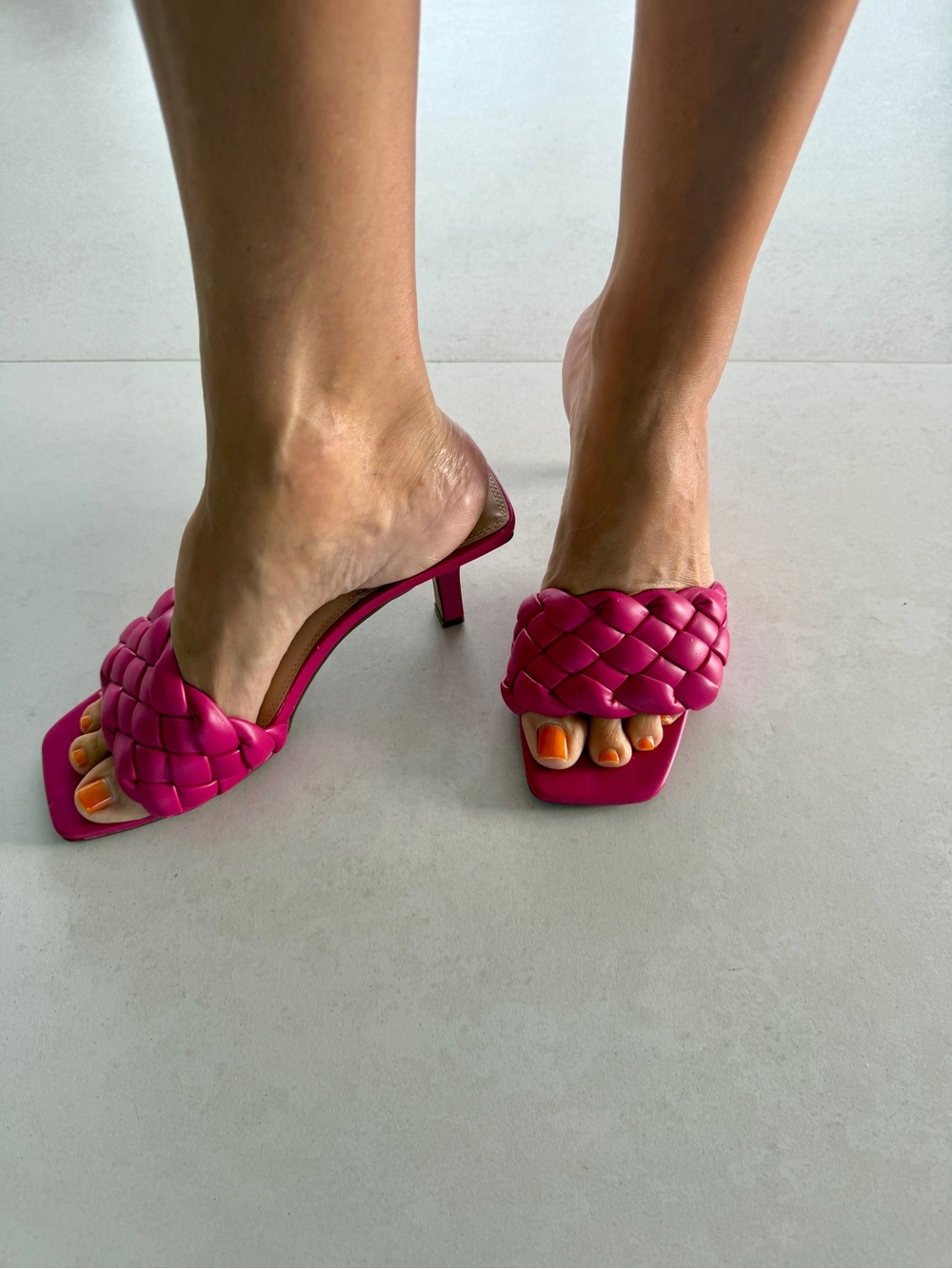 Steven By Steve Madden Braided Mule Heels in Fuchsia Pink